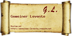 Gemeiner Levente névjegykártya